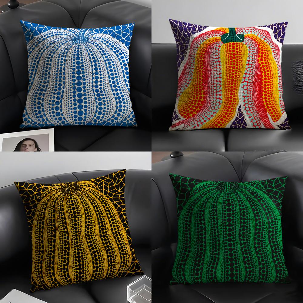 YYayoi Kusama Abstract Art Pumpkin Linen Cushion Covers For Decorative Sofa Home Pillows Case Car Chair Pillows Cases