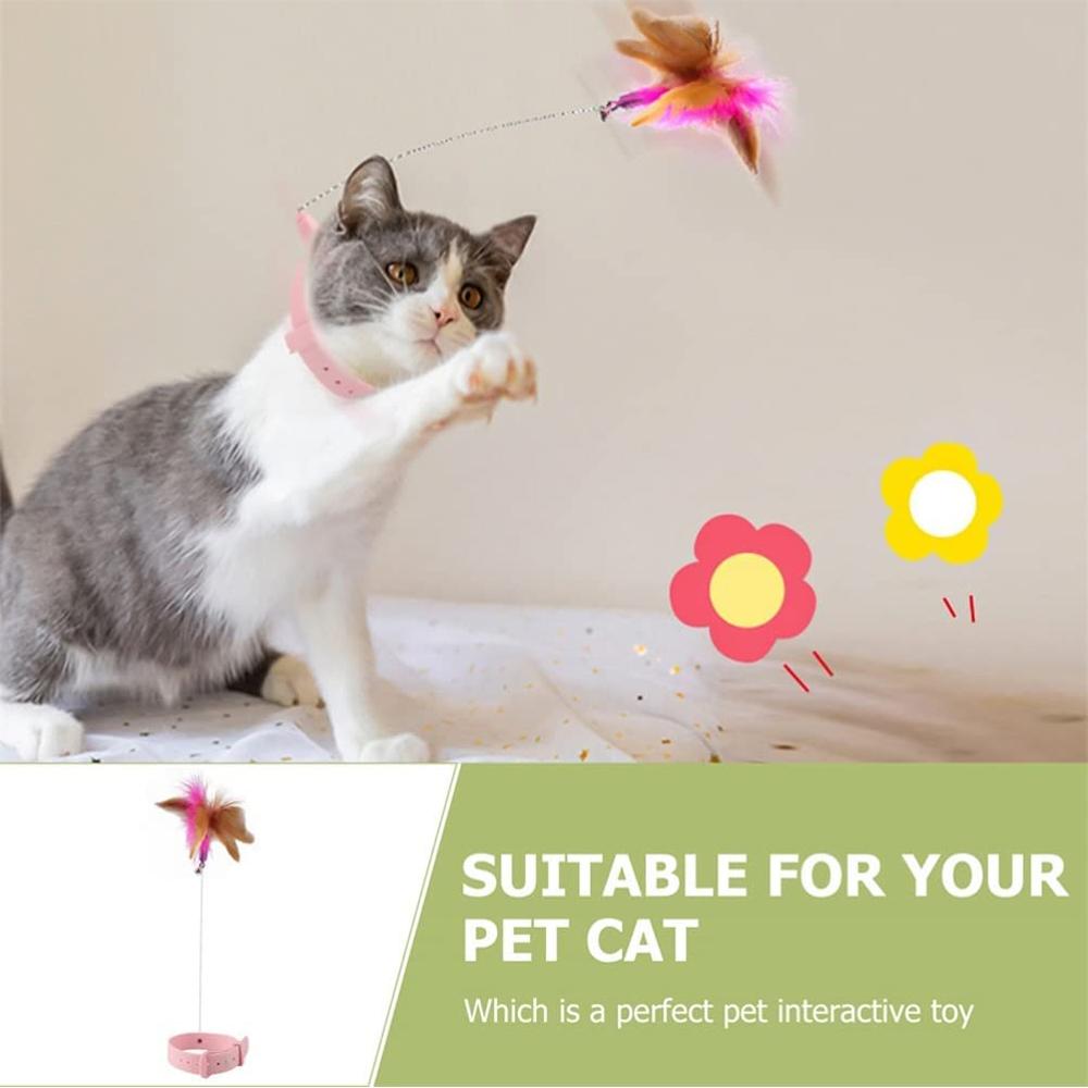 Silicone Cat Collar with Feather Toy and Bell for Interactive Kitten Training