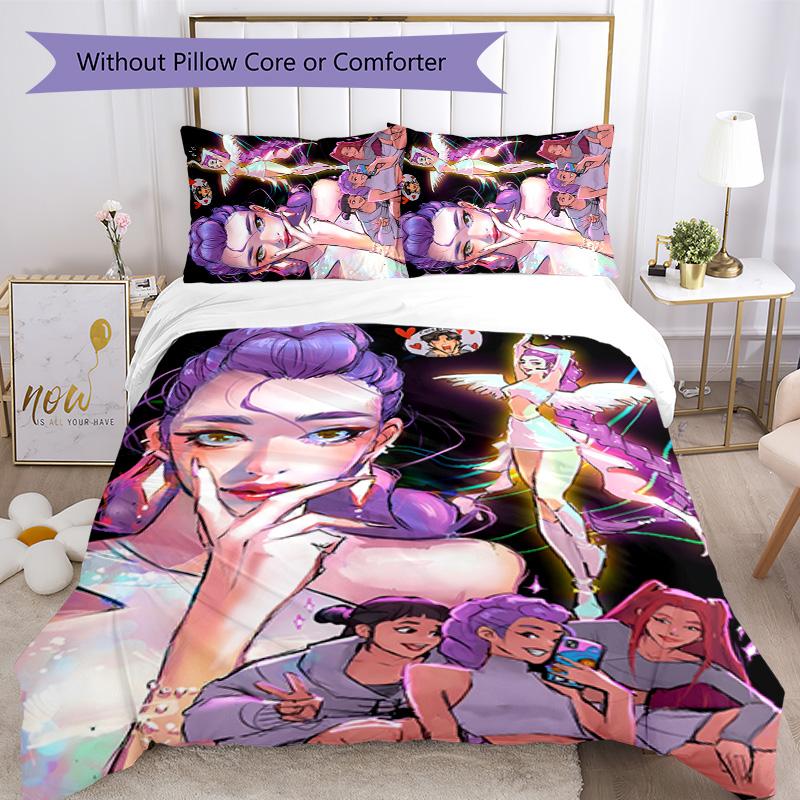 KPOP Hunter 3pcs Bedding Set Duvet Cover Closure Includes 1 Duvet Cover & 2 Pillowcases for All Seasons Bedroom Home Dorm Decor