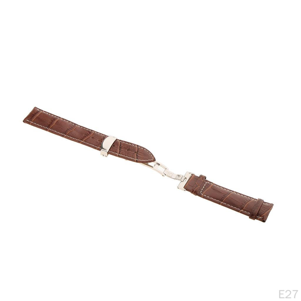 Кожаный 8/20/22 мм С раскладывающейся бабочкой