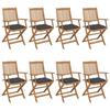 VidaXL Set of 8 Folding Garden Chairs with Cushions, Patio Seats, Dining Chairs, Patio Furniture 3074982