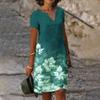 QICED Women's Spring Summer Printed V-Neck Short Sleeve Dresses