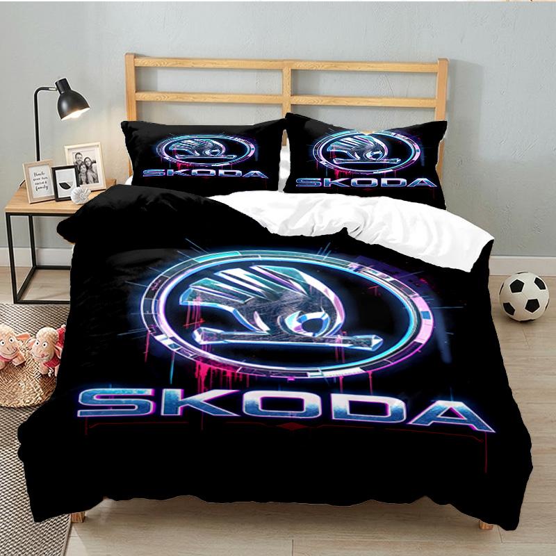 3PCS SKo-da Bedding Set Printed Duvet Cover Closure Includes 1 Duvet Cover & 2 Pillowcases for All Seasons Bedroom Decor
