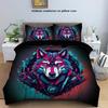 3pcs Cat and Wolf Cyberpunk Style Printed Bedding Set, (1*Duvet Cover + 2*Pillowcase, NO Core),for Bedroom,hotel,home Decoration