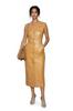 Real Lambskin Slim Fit Trendy New Women's Extra Belted Tan Soft Leather Dress