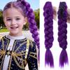 Фиолетовые плетеные волосы, хвостик, наращивание, парик, заколка-краб для волос, хвостик, крабики для волос для детей, для вечеринки, косплея, фиолетовый парик