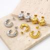 Элегантные Геометрические Серьги из Нержавеющей Стали с Покрытием 18K Золотом для Женщин - Роскошные Пусеты в Форме буквы C - Бестселлер