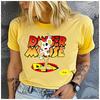 Unisex Classic Mouse Print Polyester 100% Loose round Neck Casual Short Sleeve T-Shirt Fashion Top for Summer