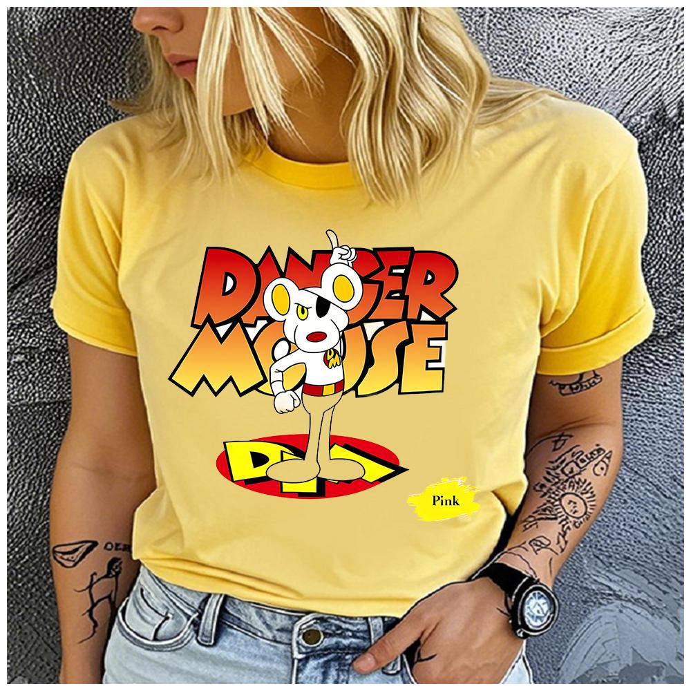 Unisex Classic Mouse Print Polyester 100% Loose round Neck Casual Short Sleeve T-Shirt Fashion Top for Summer