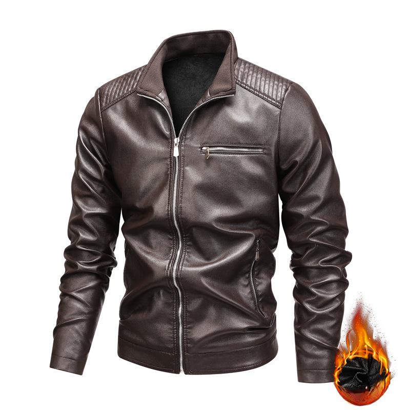 Кожаная куртка мужская куртка из искусственной кожи осень-зима корейская версия модный воротник-стойка локомотив одежда инструментальная куртка
