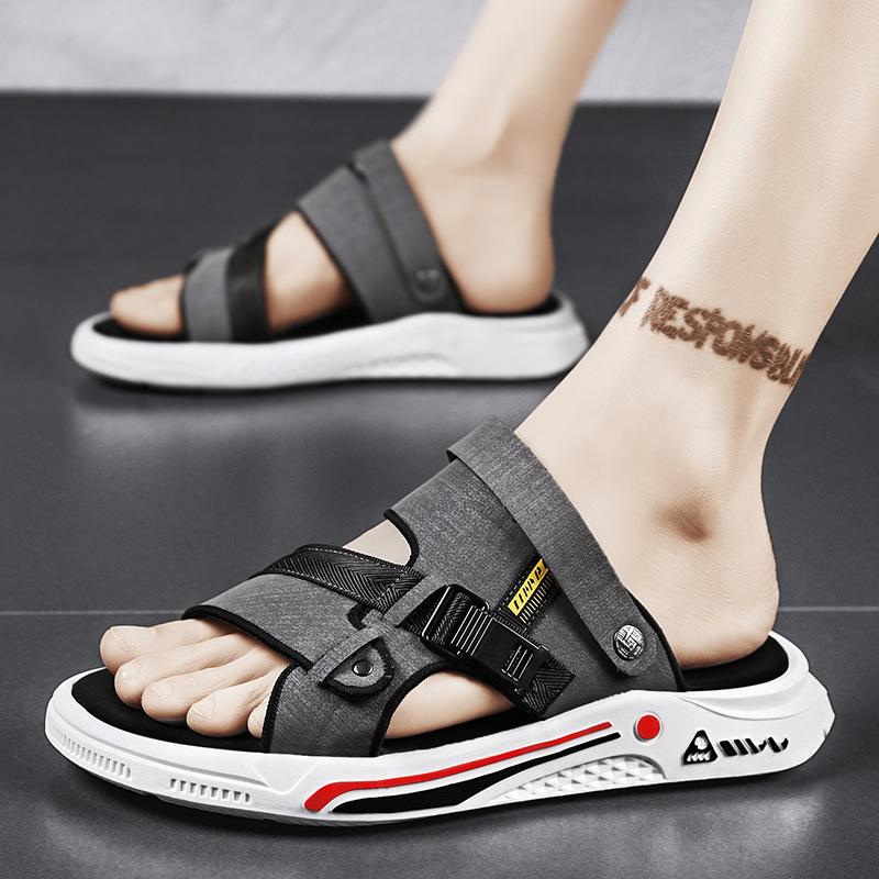 2024 Лето Новые Пляжные Туфли Мужская Модная Корейская Обувь Индивидуальность Выход Две Носить Крутые Тапочки Мужские Сандалии