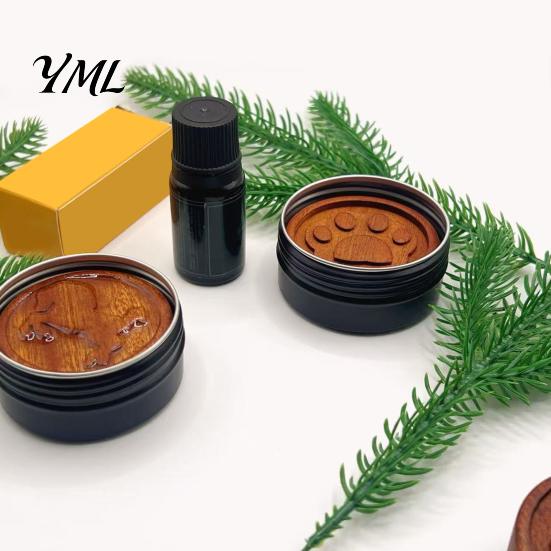 Natural Fragrance Diffuser for Office Wooden Essential Oil Diffuser, Cat Paw Horse Engraved Pattern, Round Decorative Wood Craft Ornament Wood,