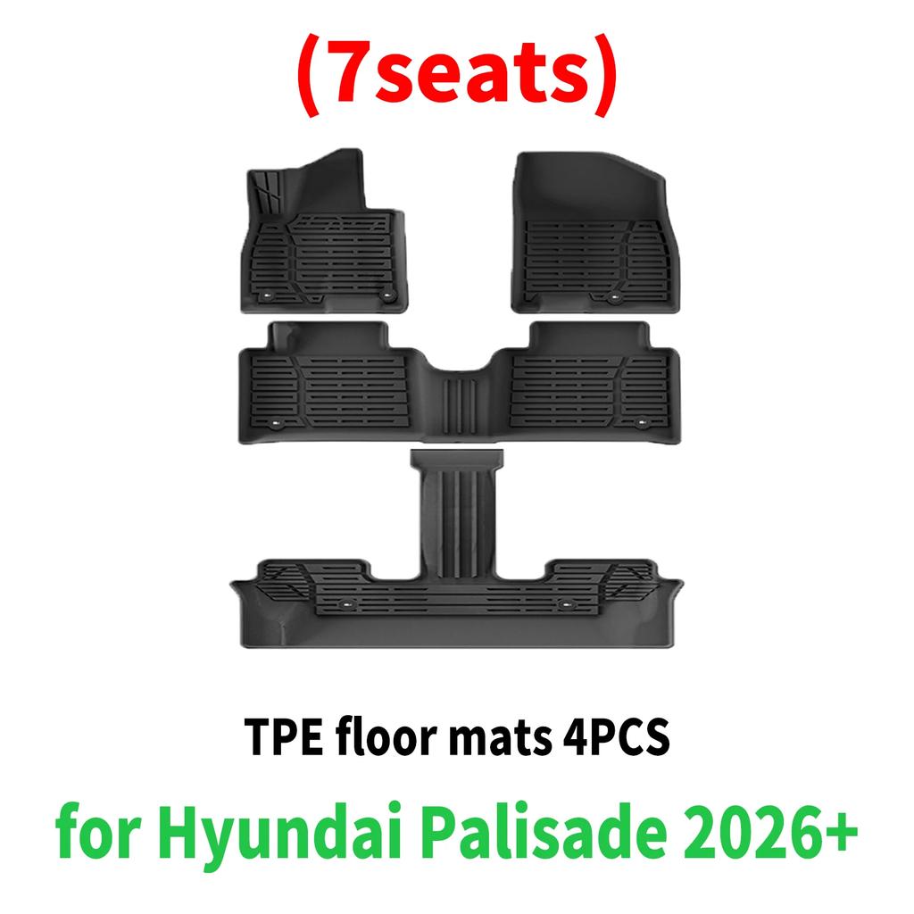 Tapis de sol et de coffre de voiture en TPE de haute qualité pour Hyundai Palisade 2026+ 7 places, conduite à gauche/droite, imperméables et facile