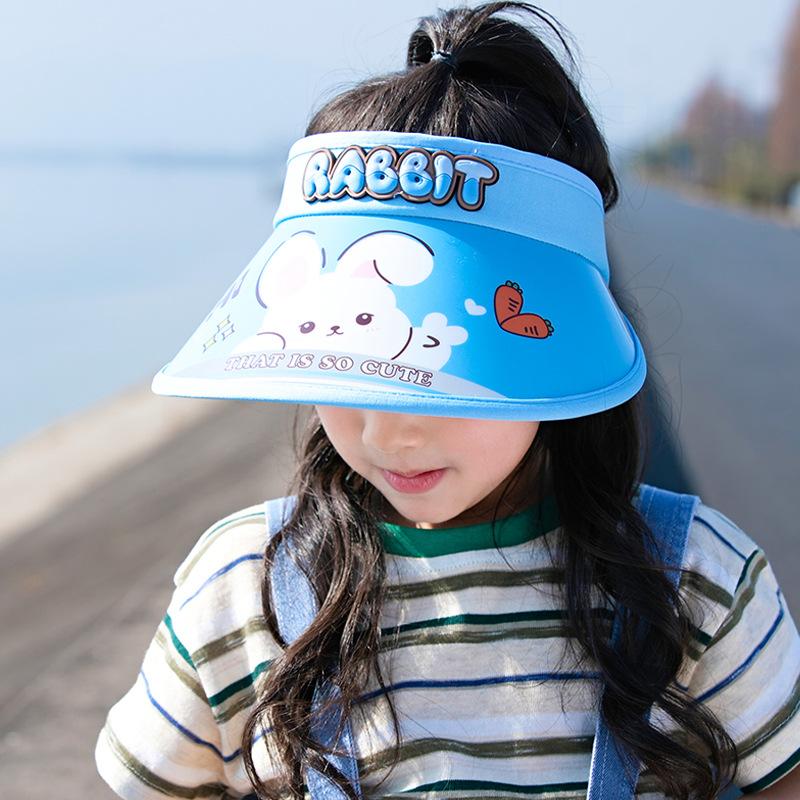 1134 детская солнцезащитная шляпа летняя уличная шляпа-козырек для мальчиков и девочек с большими полями, милая шляпа от солнца с кроликом и открытым верхом