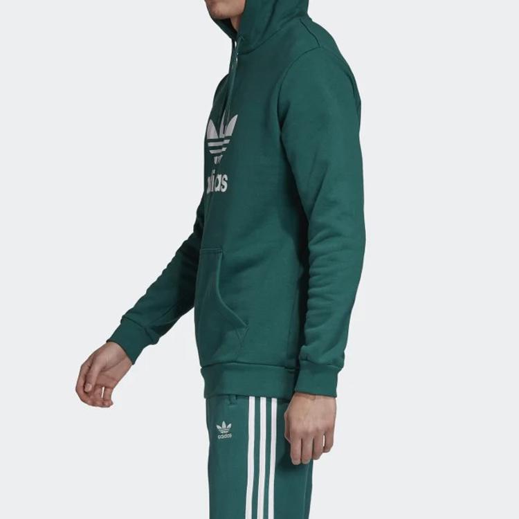 adidas Мужская толстовка с капюшоном Originals Trefoil на шнурке и буквенным принтом, зеленая EJ9681