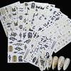 6/12pcs Brongzing Gold Black Snake Nail Stickers 5D Sexy Snake Print French Nail Decals 8*10cm Self-Adhesive Snake Manicure Diy