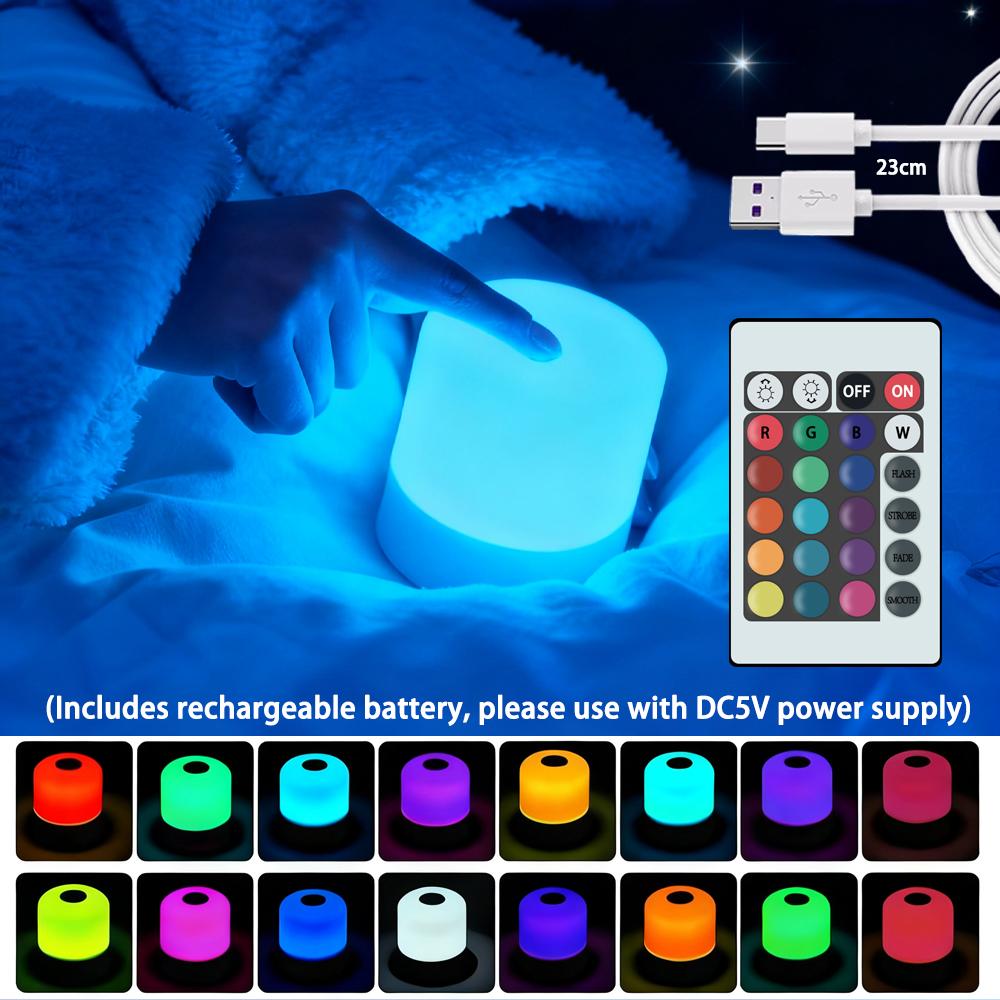 RGB Touch Control Dimmable Desk Lamp Rechargeable Plug In Bedside Night Light For Bedroom Reading Decor