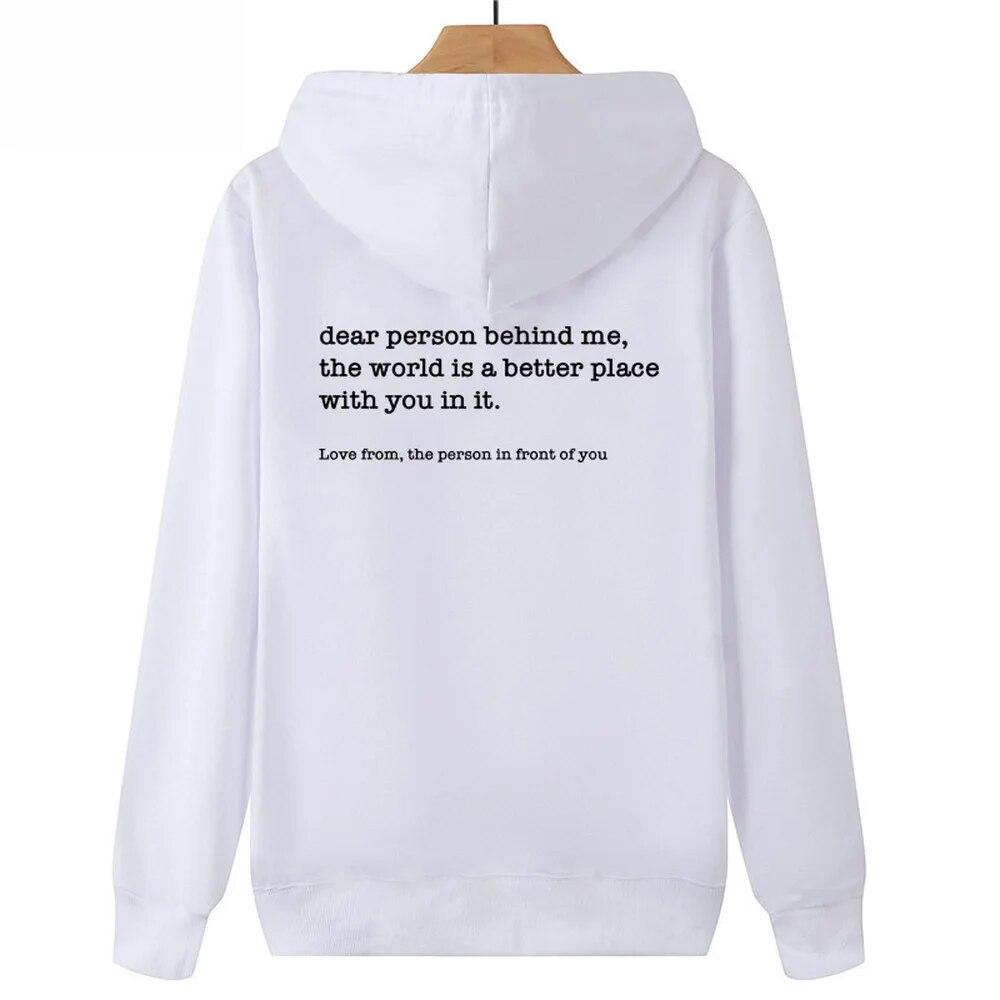 Толстовка с капюшоном Dear Person Behind Me Персонализированная толстовка с капюшоном Be Kind Message Унисекс Толстовка с капюшоном с надписью Health Awareness Толстовка с длинным рукавом Пуловеры Унисекс