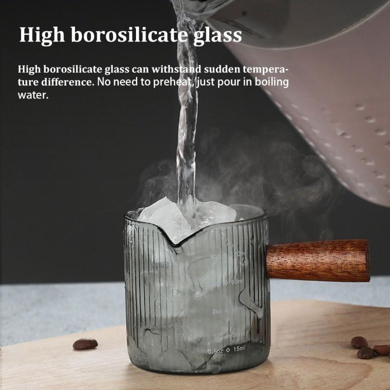 120 мл Стакан для эспрессо Деревянная ручка Одинарный Двойной носик Мерная чашка для кофе Кружка с двойной шкалой