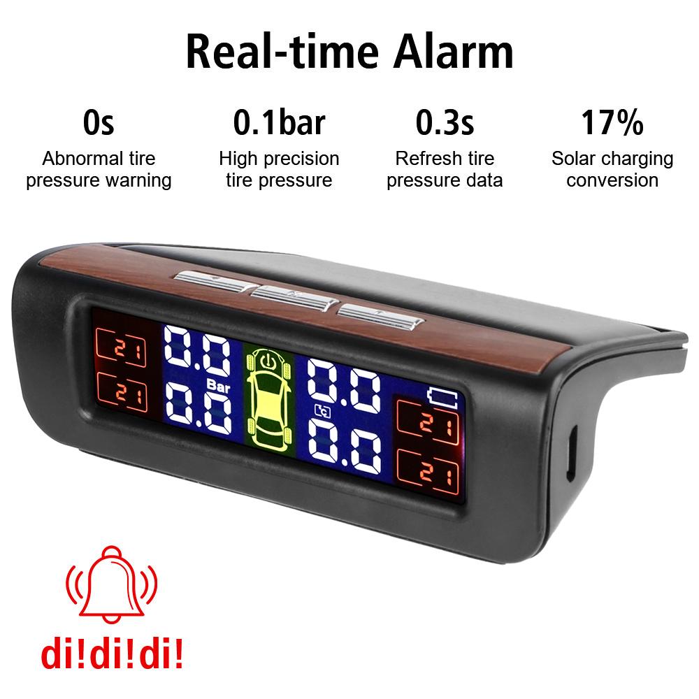 T12 TPMS Система контроля давления в шинах автомобиля 4 датчика давления в шинах Цифровой USB/Солнечный TPMS Автомобильные аксессуары Универсальный тестер шин