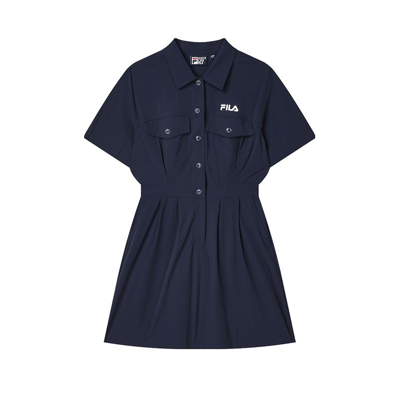 Fila Original Series Fashion Comfortable Loose Woven Breathable Short Sleeve Dress Women Dresses F11W429302FDB
