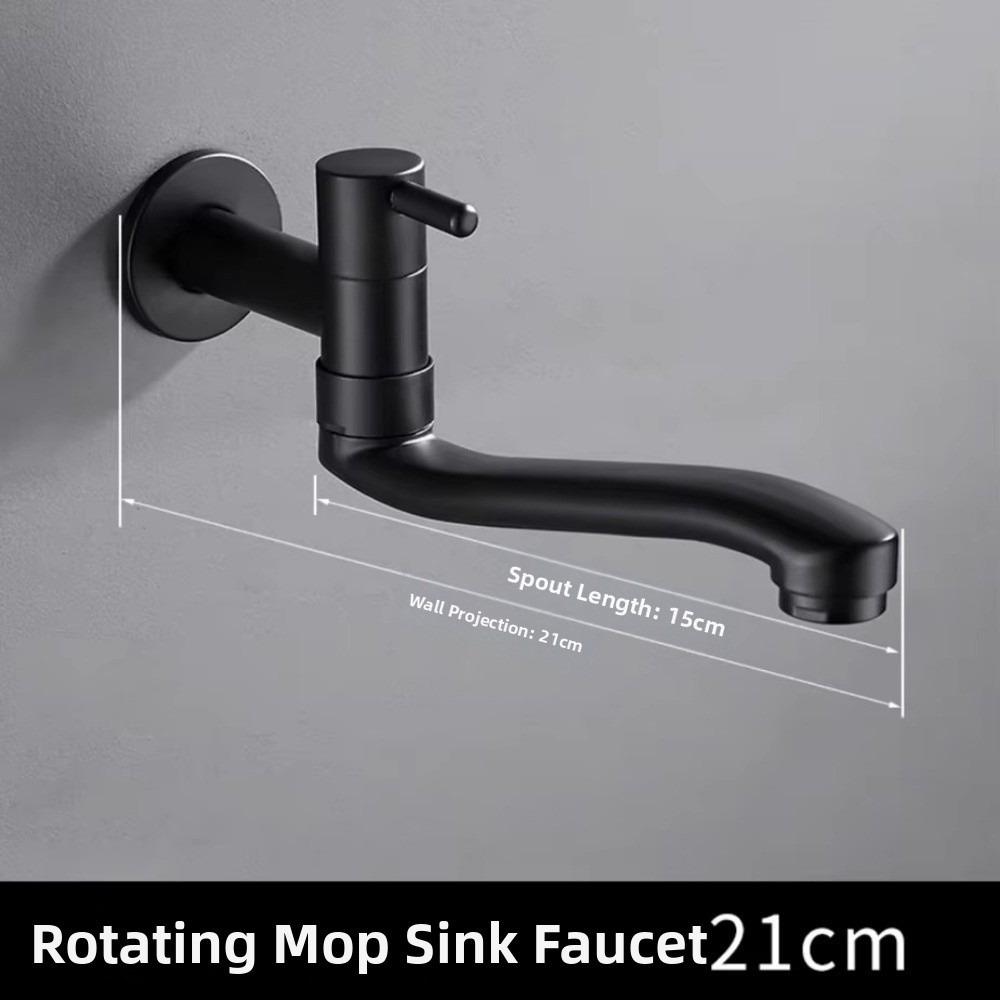 Portable Black Mop Pool Tap Brass Wall Type Bathroom Faucet Rotating Extended Bibcock Toilet Taps For Balcony Wash-basin