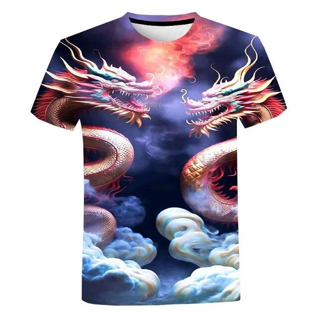 Летняя модная футболка с 3d принтом дракона для женщин и мужчин, повседневная верхняя одежда с короткими рукавами и оверсайзом