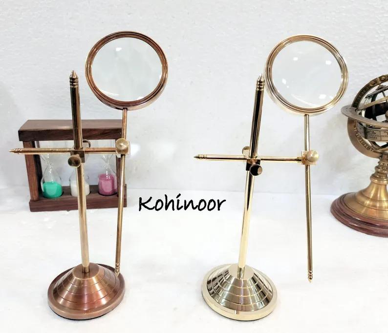 Brass Adjustable Magnifying Glass: Desktop Decor, 4X Lens