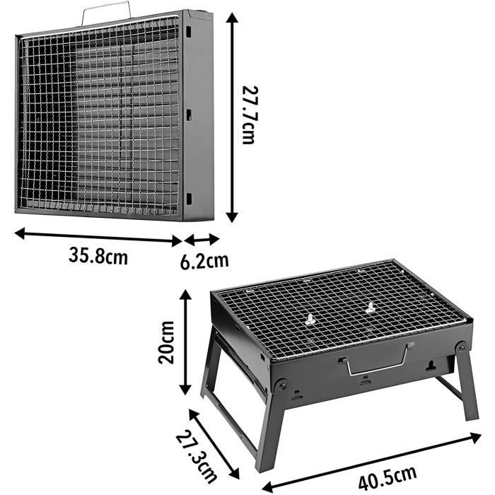 Barbecue - Mini barbecue portable pliable - Léger - Grande surface de cuisson - Charbon