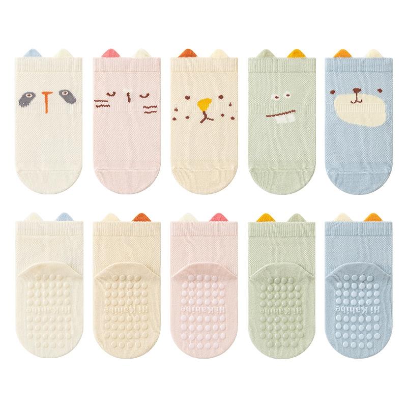 Детские сетчатые носки для новорожденных мальчиков и девочек с рисунком носки-тапочки дышащие нескользящие детские короткие носки-лодочки летние