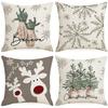 Home Decor Believe In Christmas Trees and Reindeer Pattern Cushion Cover Suitable for Sofa Bedroom Car Pillow Cover