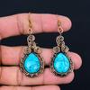 Серьги ювелирных изделий ручной работы из чистой медной проволоки с бирюзовым драгоценным камнем на День памяти
