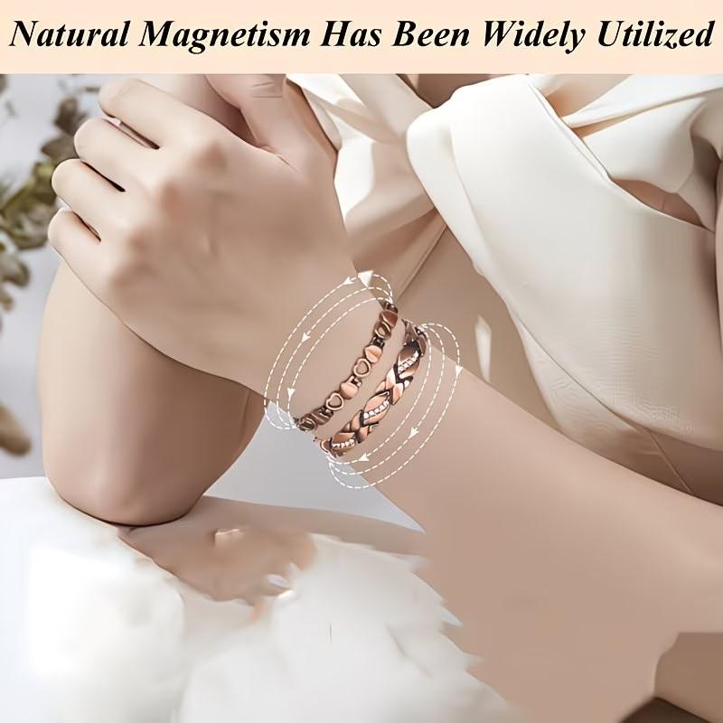Vintage Copper Magnetic Bracelets for Women Men Elegant Leaf Heart Bracelet Party Jewelry Gifts