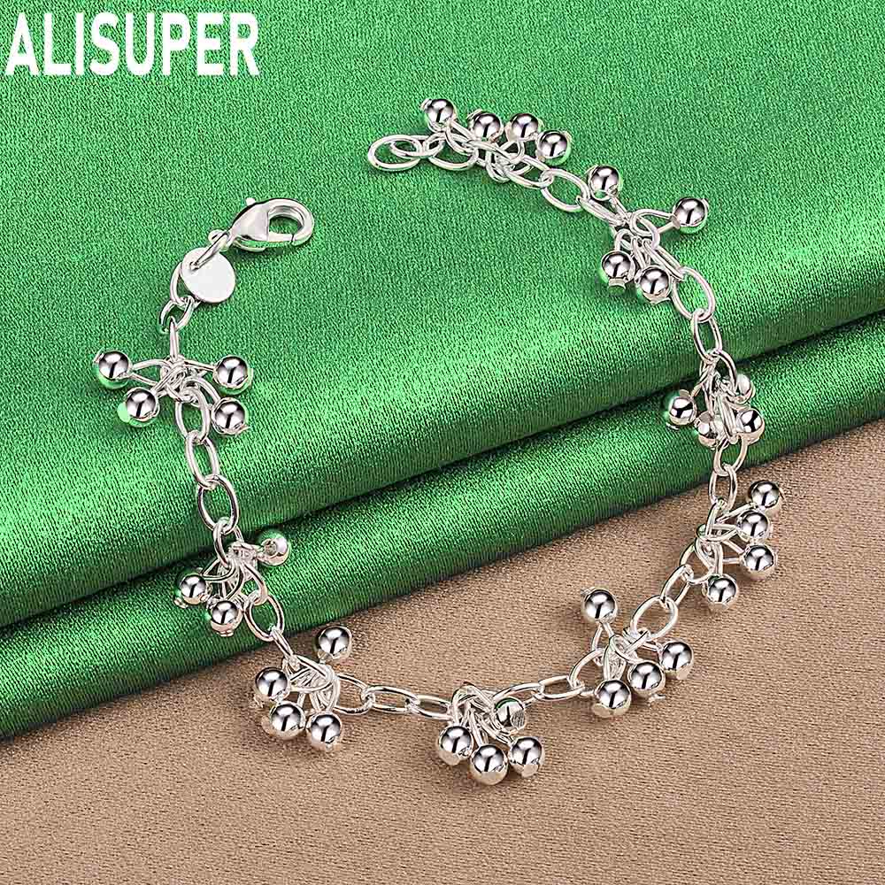 925 Sterling Silver Multi-Cluster Tassel Bead Bracelet - Exquisite Gift Jewelry