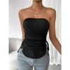 Women's Summer Slim Solid Colour Drawstring Short Plunge Tank Top