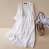 ZANZEA Women Casual O-neck Long Sleeve Summer Cotton Dress