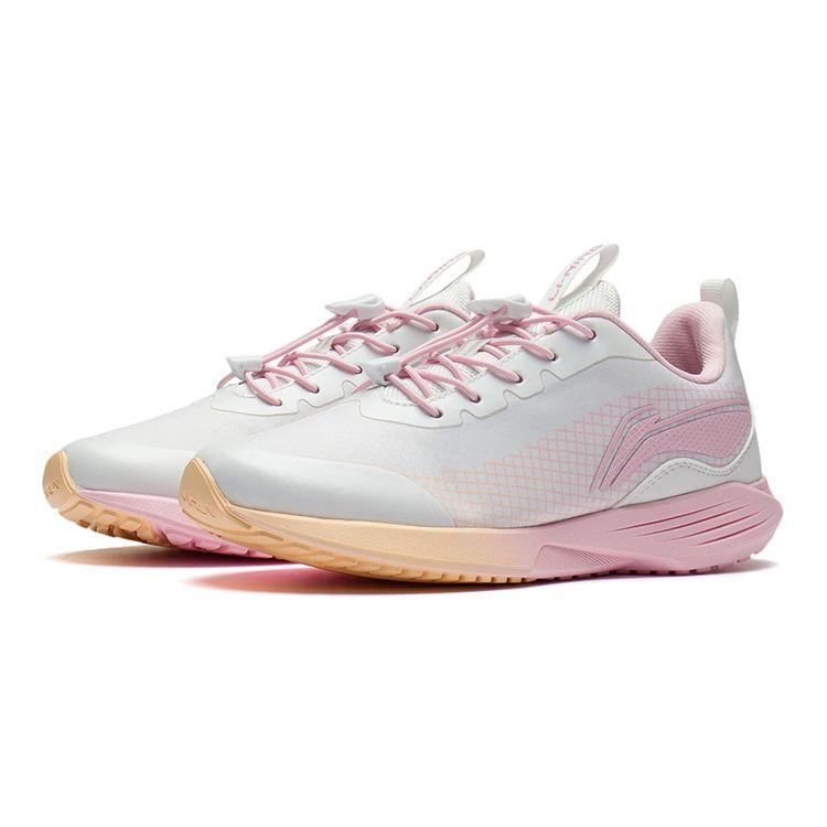 LiNing Comfortable Sports Running Shoes Kids Sneakers Pink White YKFS098-4