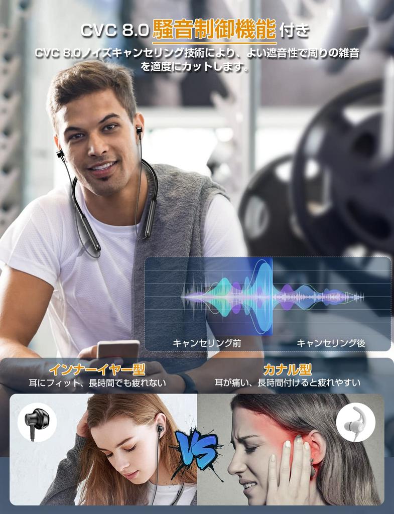 [New for 2025: Bluetooth Neckband Earphones with 38 Hours of Continuous Playback] Neckband Wireless Earphones with Bluetooth 5.3 Technology, CVC 8.0