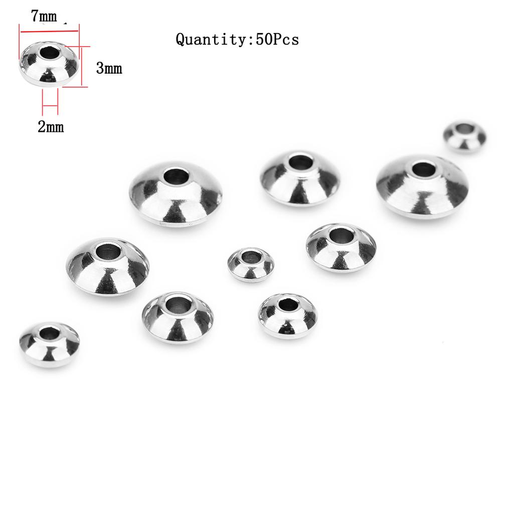 Stainless Steel Beads Square Round Big Hole Loose Spacer Bead For Jewelry Making Charm Bracelets Necklace Finding