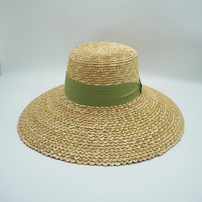 Европейская и американская ромбовидная соломенная шляпа с широкими полями, плоским верхом, топ-шляпа, женская летняя шляпа для защиты от солнца, пляжная соломенная шляпа, дорожная