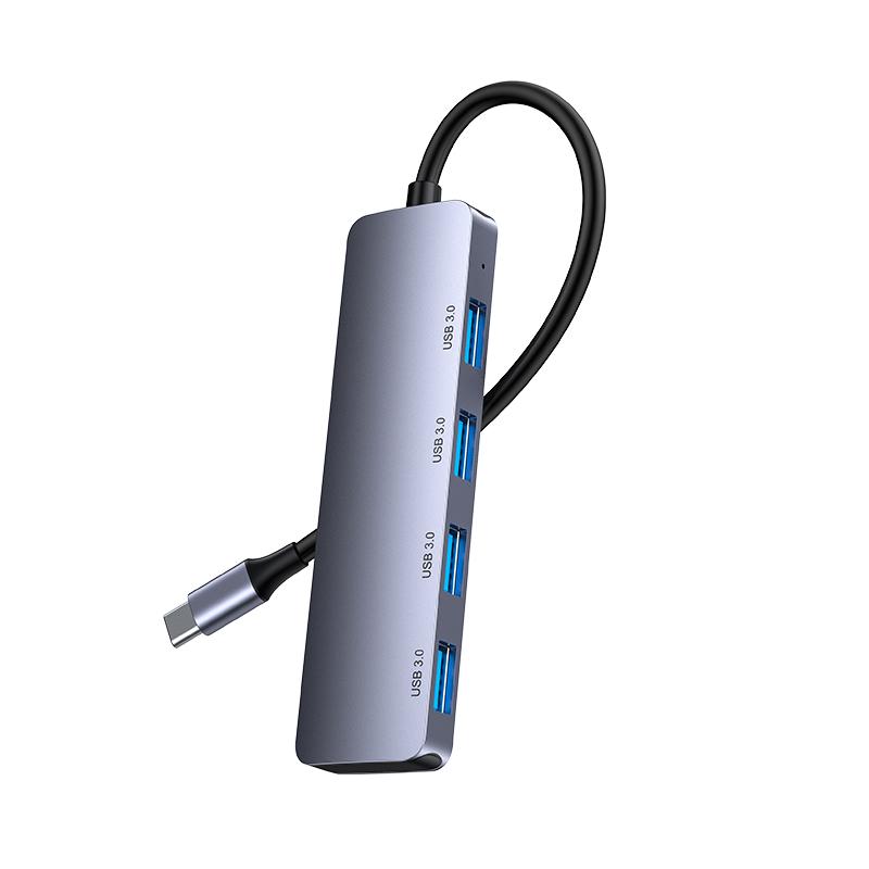 Aluminum Alloy 4 in 1 Type C USB Hub Adapter Usb 3.0*4 Port Usb Adapter