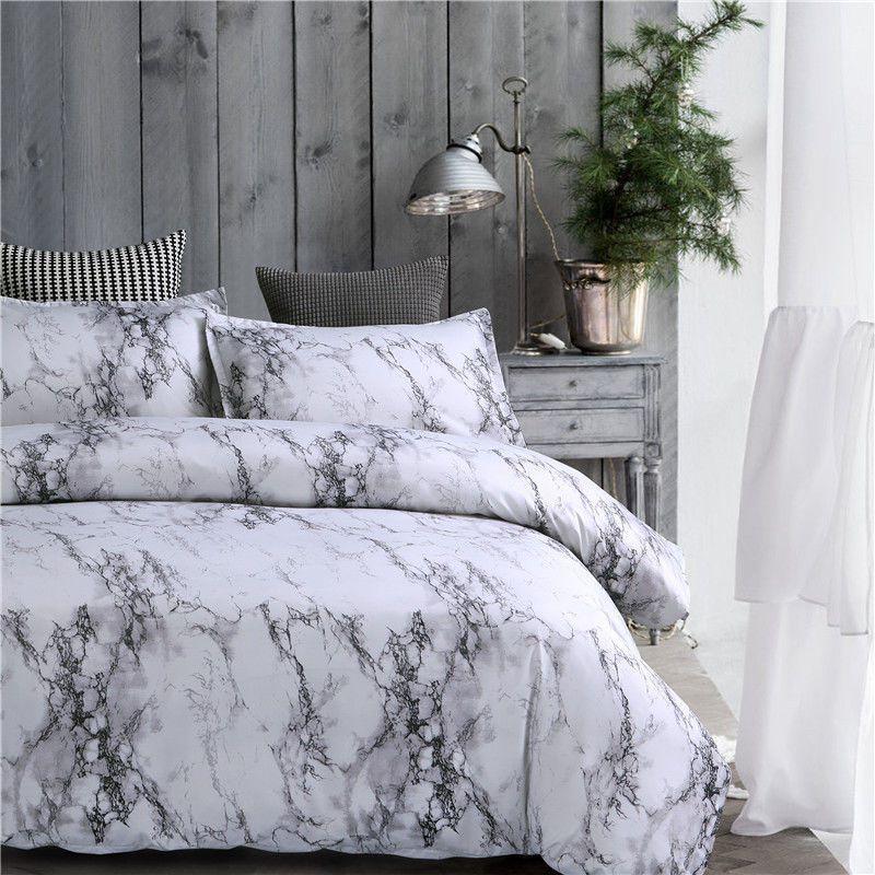 Versatile Marble Pattern Soft Bedding Duvet Cover Set With Matching Pillowcase Choices