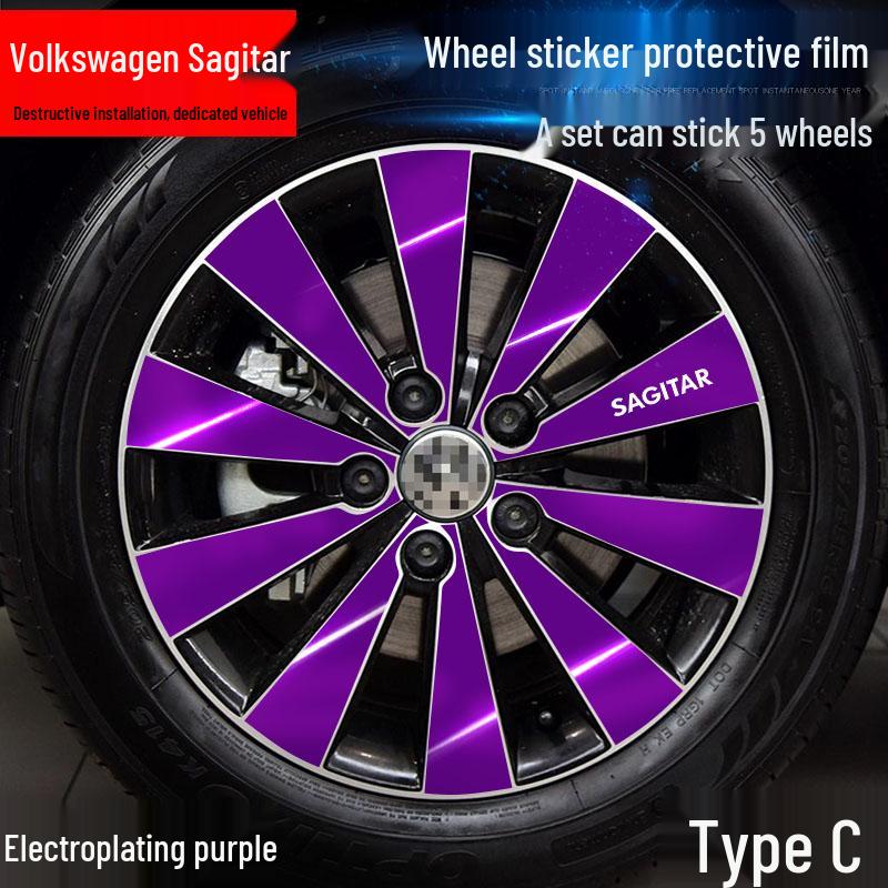 Volkswagen Sagitar Wheel Hub Stickers: Electroplating Color Change, Warning, Scratch Protection