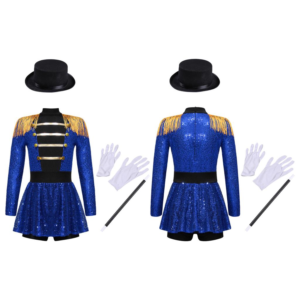 Детский костюм циркового манежа для девочек, блестящий комбинезон с блестками для выступлений на Хэллоуин, карнавальное нарядное платье для косплея