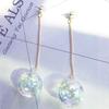 Transparent Glass Ball Earrings - Inspired by Singer Angela Chang, Simple and Elegant Long Water Ball Design.