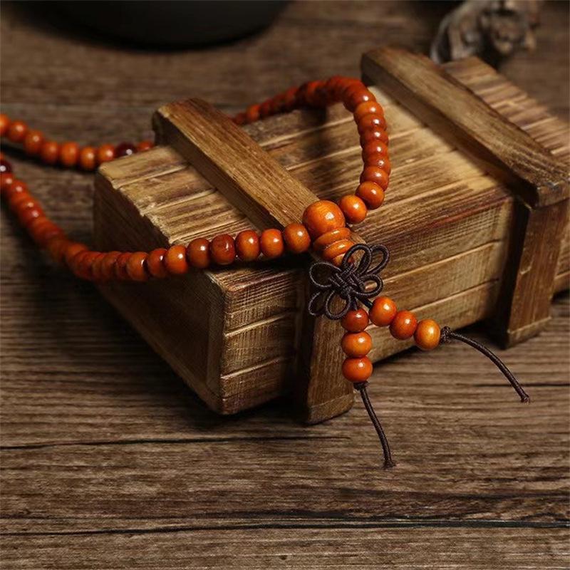 Творческий браслет из 108 многокруглых буддийских бусин с имитацией сандалового дерева