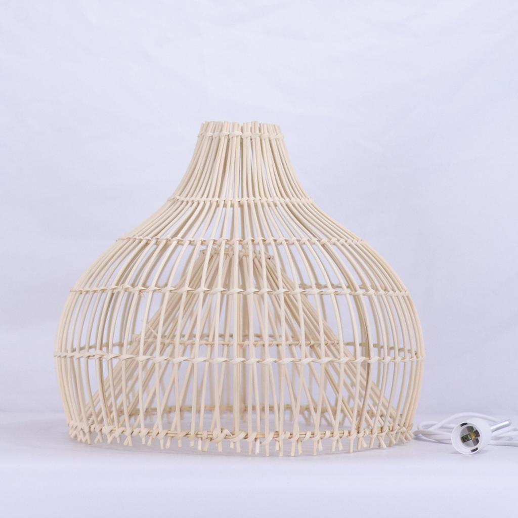 JOYINLED Modern Rattan Chandelier 40CM Hanging Lamp Wicker Pendant Light Hand-Woven Lamp Shade for Bedroom Kitchen Farmhouse