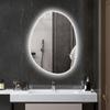 Illuminated Bathroom Mirror, Asymmetrical Shape, 80 x 60 cm, LED Lights, 3 Light Colors, Anti-Fog Function, Silver