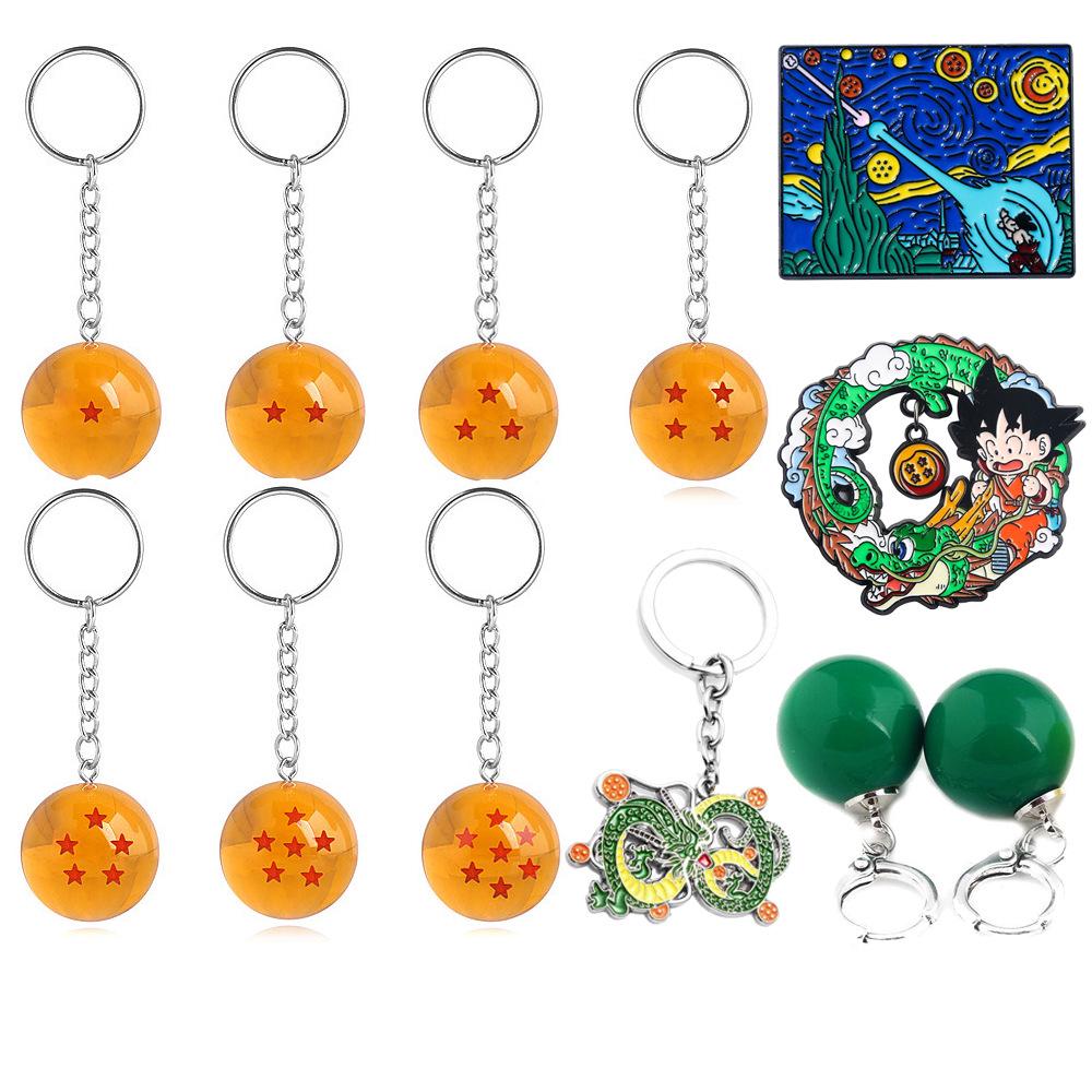 Брелоки Аниме Dragon Ball: Набор брелоков 1-7 звезд с кулоном из кристаллической смолы с Гоку