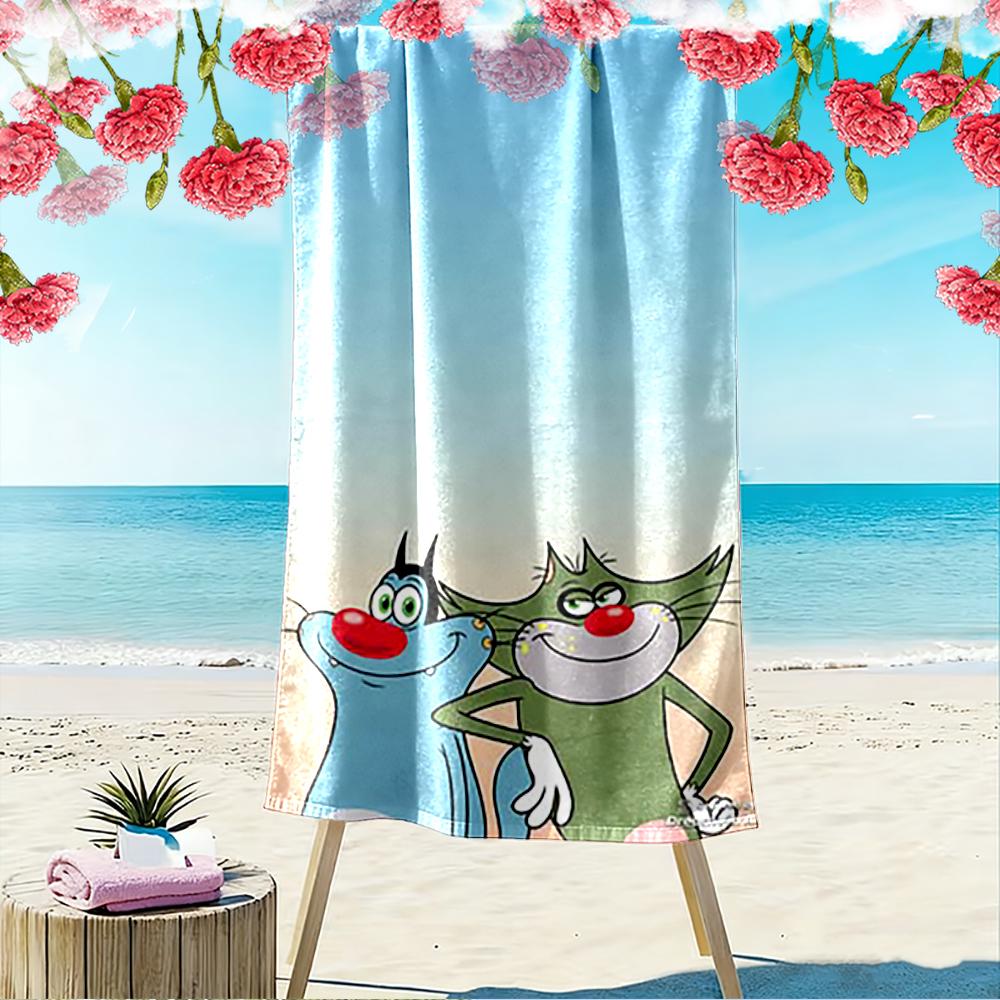 Two Cartoon Cats with Red Noses Beach towel quick-drying for travel outdoor sports jogging beach and swimming